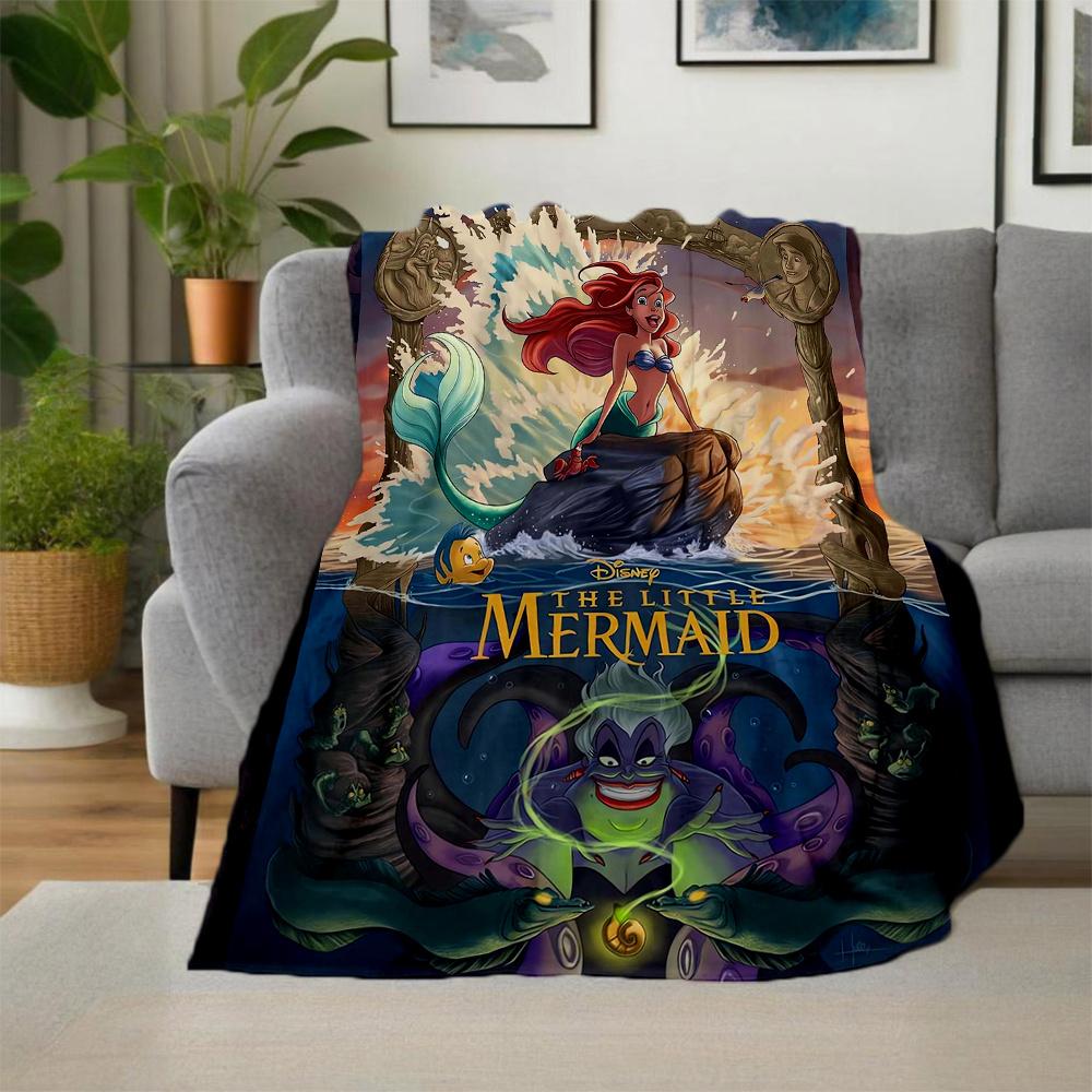 1pc, The Little Mermaid Ariel & Ursula Blanket Soft Throw for Outdoor, Gift Idea, All Seasons Use, Cozy Bed Cover, Living Room