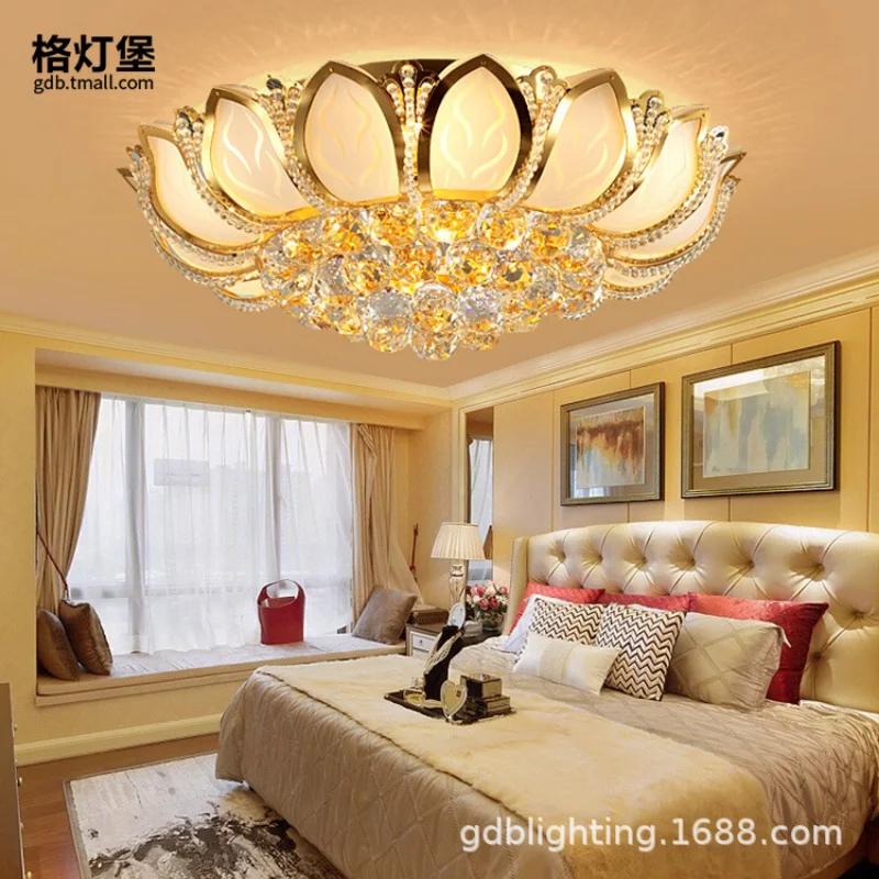 Lotus Flower Modern Ceiling Light With Glass Lampshade Gold Ceiling Lamp for Living Room Bedroom lamparas de techo abajur