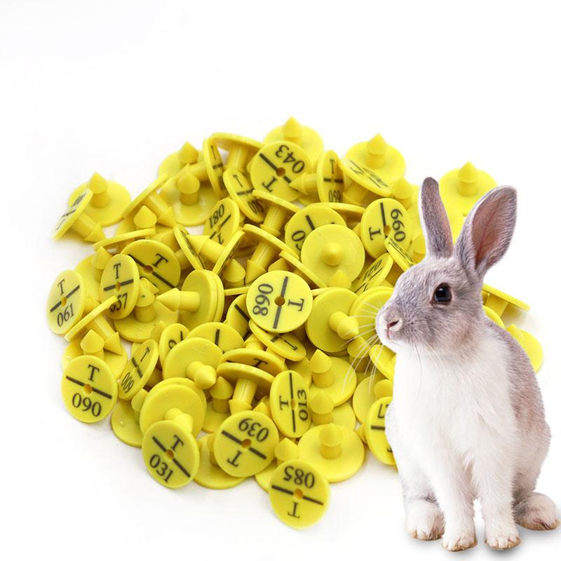 100Pcs Rabbit Sheep Goat Pig Ear Tag With The Word Ear Laser Typing Copper Head Earrings 4 Color Farm Animal Identification Card