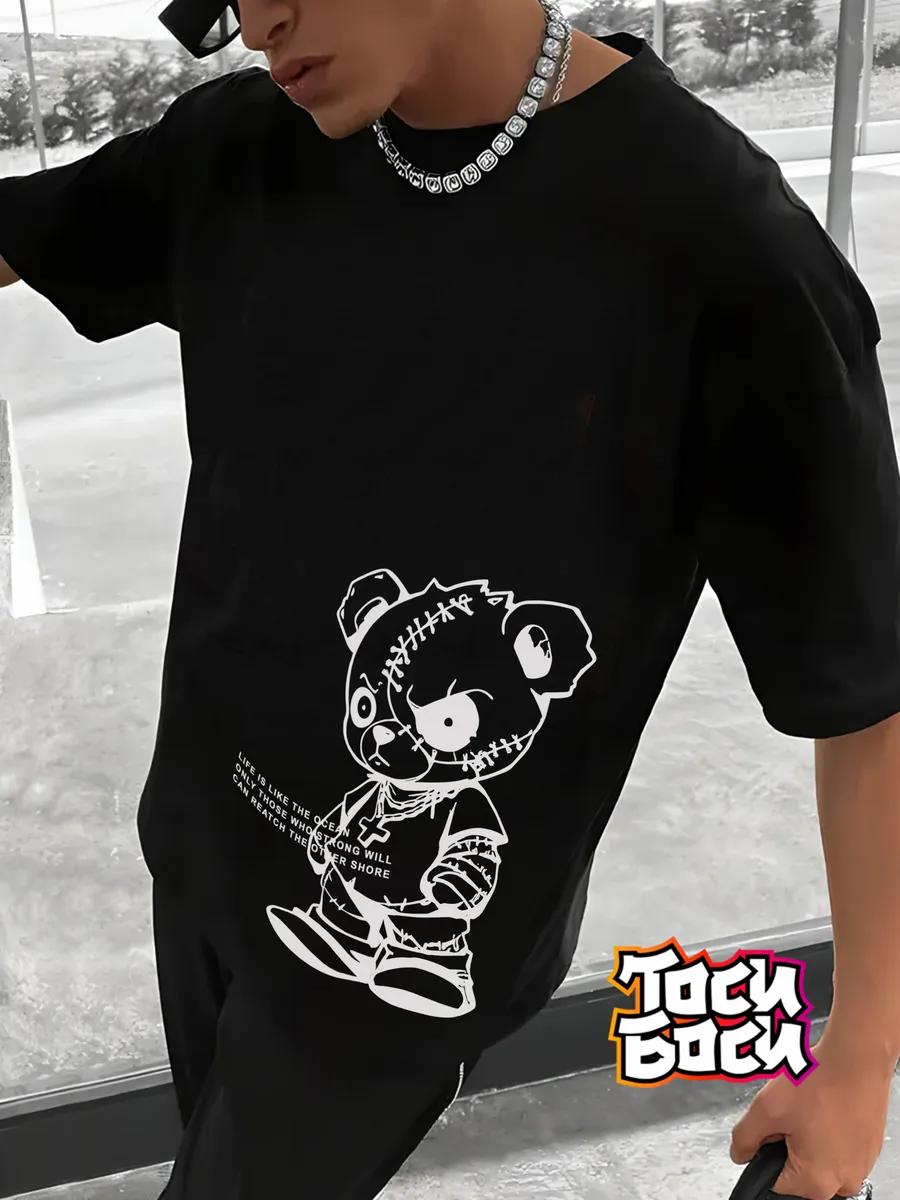 T-shirt with cat Peace, save, sleep! | humorous print | black | 100% cotton | unisex L