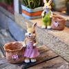 Bunny With Carrot Flower Pot Reusable Cartoon Spring Flower Pot Resin Animal Succulents Holder for Home Festival Decoration