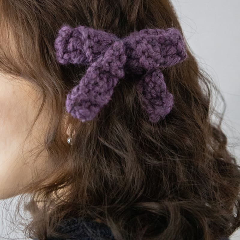 MERRYMOTIVE Fluffy Ribbon Hairpin (purple)