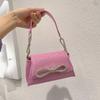 Sparkling Rhinestone Bow Mini Crossbody Bag Women Sweet Pastel Pink Chain Shoulder Clutch Evening Purse