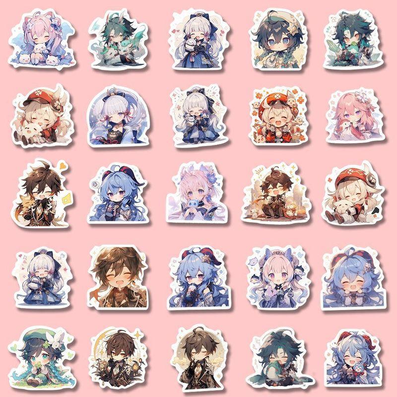 100pcs Adorable Genshin Impact Stickers For Laptop Anime Game Decals Luggage Guitar Skateboard Stationery Children'S Sticker Plaything