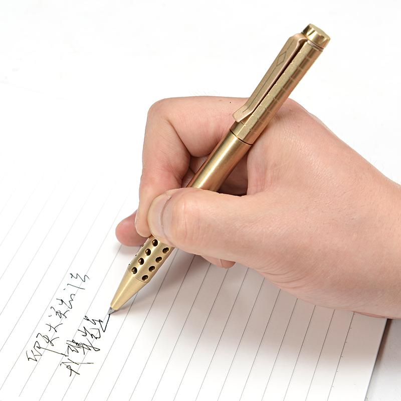 Retro Brass Pen With Gift Box Rollerball Pen Copper Durable Copper Gift Pen Handmade Signing Pen Outdoor Tools Party Gift