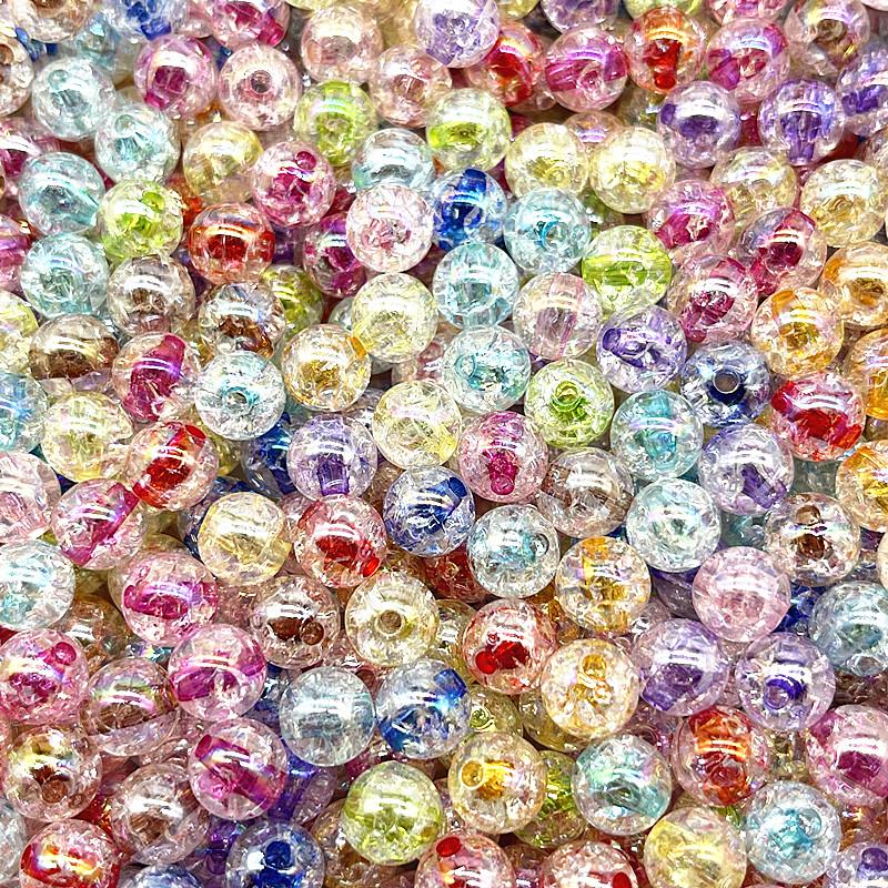 New 8mm 10mm 12mm Round Acrylic Crackle Beads Loose Spacer Beads for Jewelry Making Diy Handmade Bracelets Accessories 8mm(50pcs)