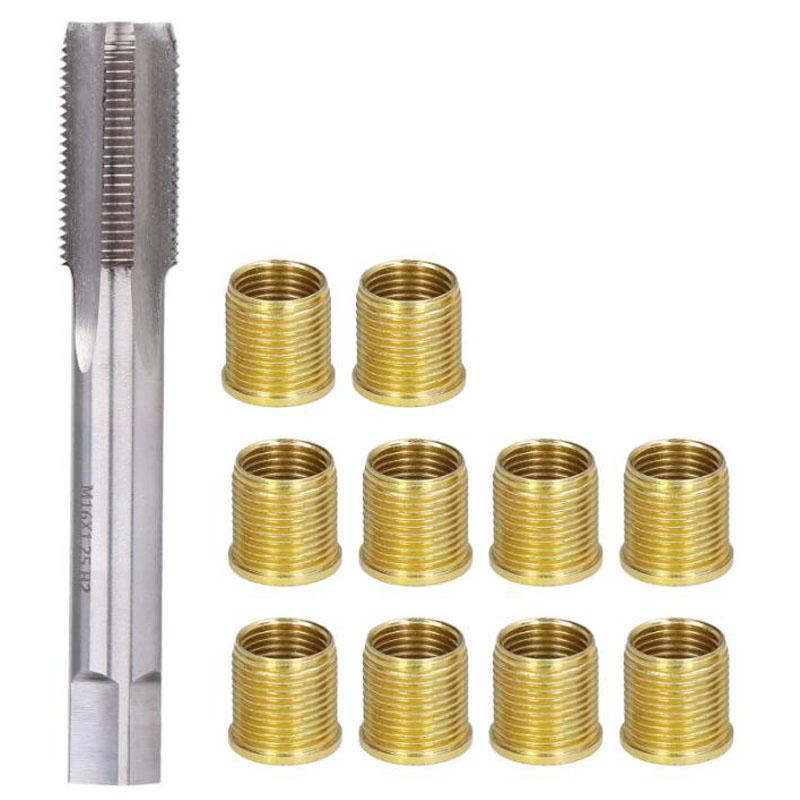 Spark Plug Thread Tap Thread Inserts Spark Plug Thread Repair Tools Gasoline Engine Metal M14x1.25 Inserts and M16x1.25 Tap Kit