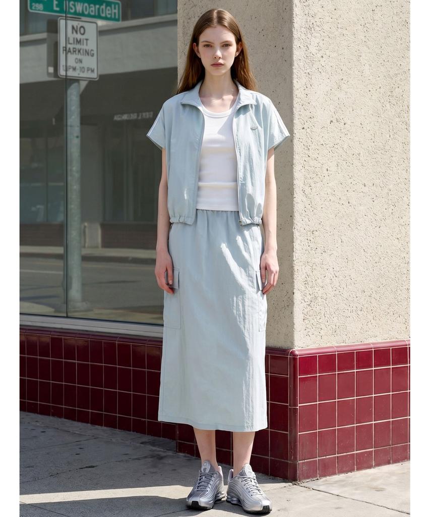 Poebeo21 High-Neck Line Jacket Cargo Elastic Skirt Set (Ftdbop006)
