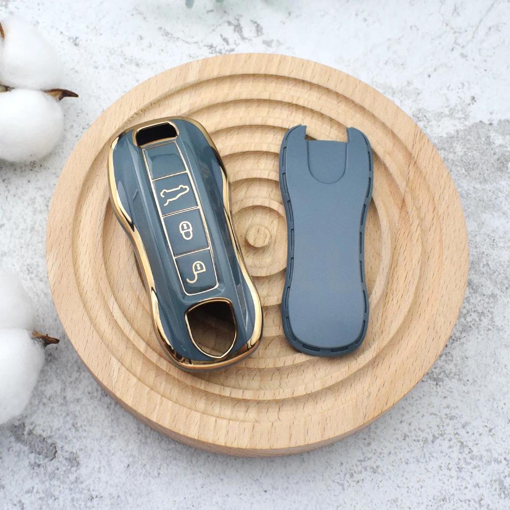 Soft Tpu Car Key Cover Case Bag For Porsche Macan 911 Panamera Cayenne Carrera Taycan Fob Shell Holder Protector Accessories