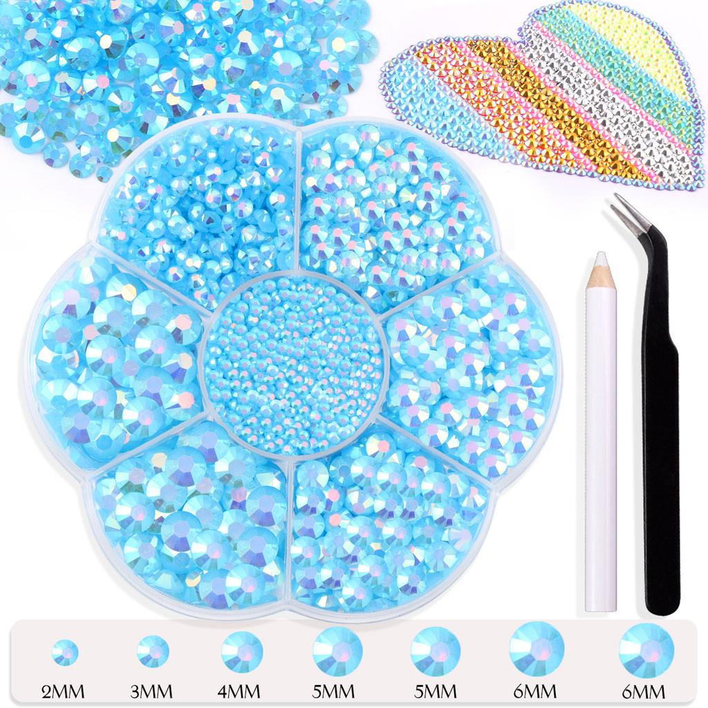 7 Grid Plum Blossom Boxed Resin Flat Bottom Nail Art Jewelry Jelly Diamond Violent Bear Ab Rhinestone Diy Clothing Diamond Sticker