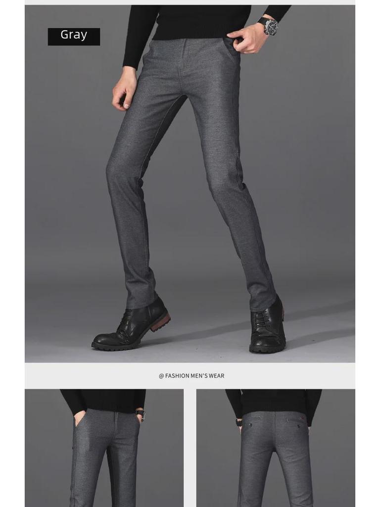 Men's Casual Slim Elastic Cotton & Linen Pants with Simple Open Pockets - Multi-Color Trousers