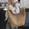 Straw Woven Tote Shoulder Bag with Tassel Detail and Spacious Interior