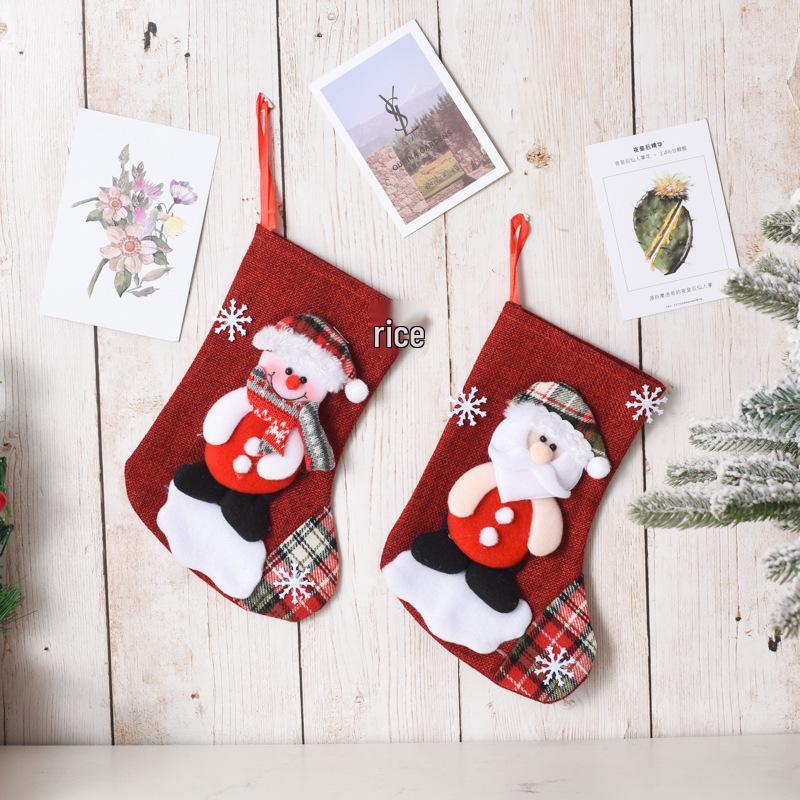 Medium Linen Christmas Stocking & Gift Bag Ornament