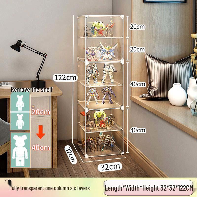 Transparent Toy Display Case: Dustproof Imitation Acrylic Rack for Model Storage and Home Use