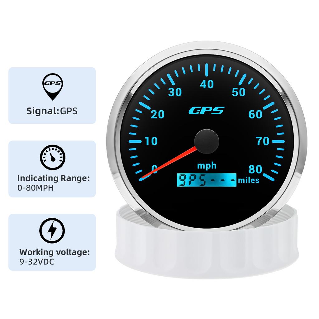 80/120/160MPH 110mm Speedometer GPS Car Odometer Tachometer 7 Color Light Digital Speed Gauge with GPS Antenna Fit Boat Marine