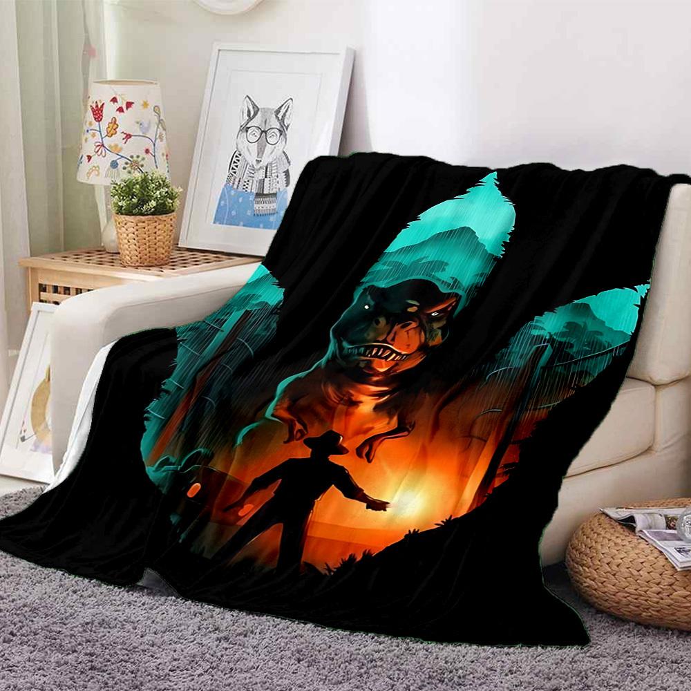 1PC Dinosaur Adventure Blanket Soft Warm All Season Throw for Sofa, Bed, Car, Office Vibrant Colorful Design, Durable & Cozy Gift
