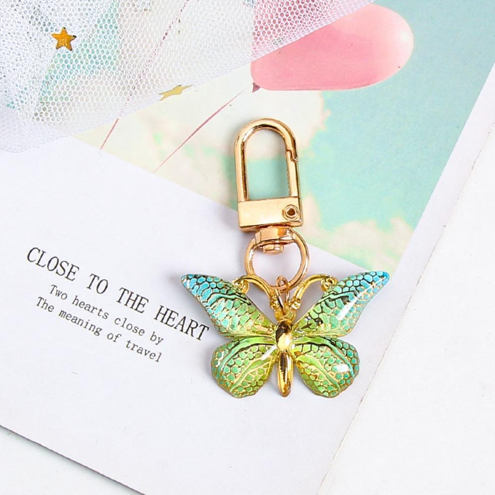 Fashion Exquisite Butterfly Keychain Crystal Butterfly Lobster Button Key Holder Accessories Handbag Pendant Party Decoration