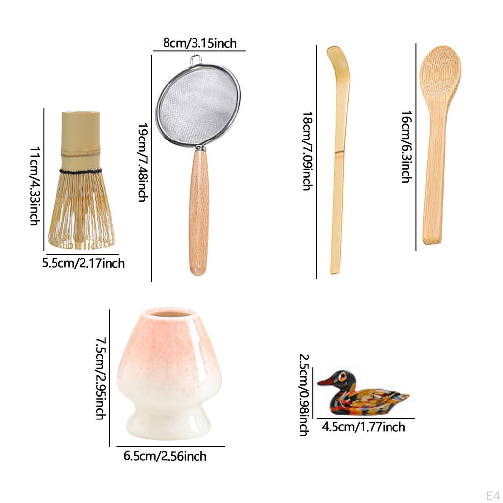 Ceremonial Matcha Tea Set Ceremony Accessories Stainless Sifter, Traditional Whisk and