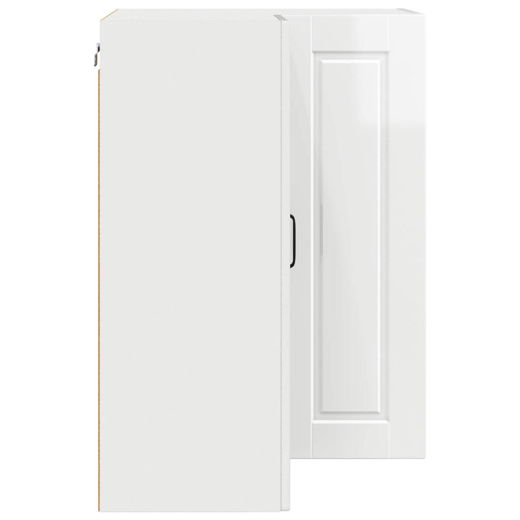 PORTO Wandmontierter Eckschrank Hochglanz Weiß 57 x 57 x 80 cm