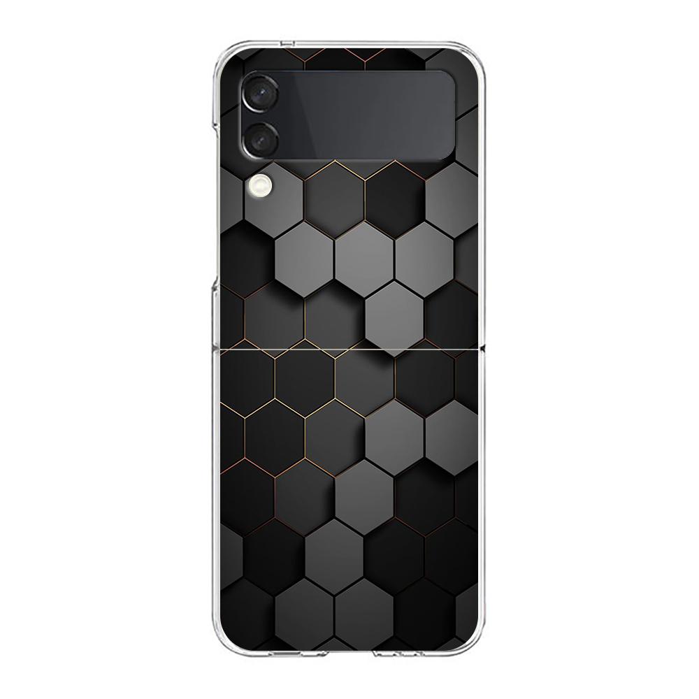 

Phone Case For Samsung Galaxy Z Flip 3 4 5 Hard Folding Clear PC Bumper For Samsung Z Flip 6 Back Cover Honeycomb Pattern Samsung Z Flip 6