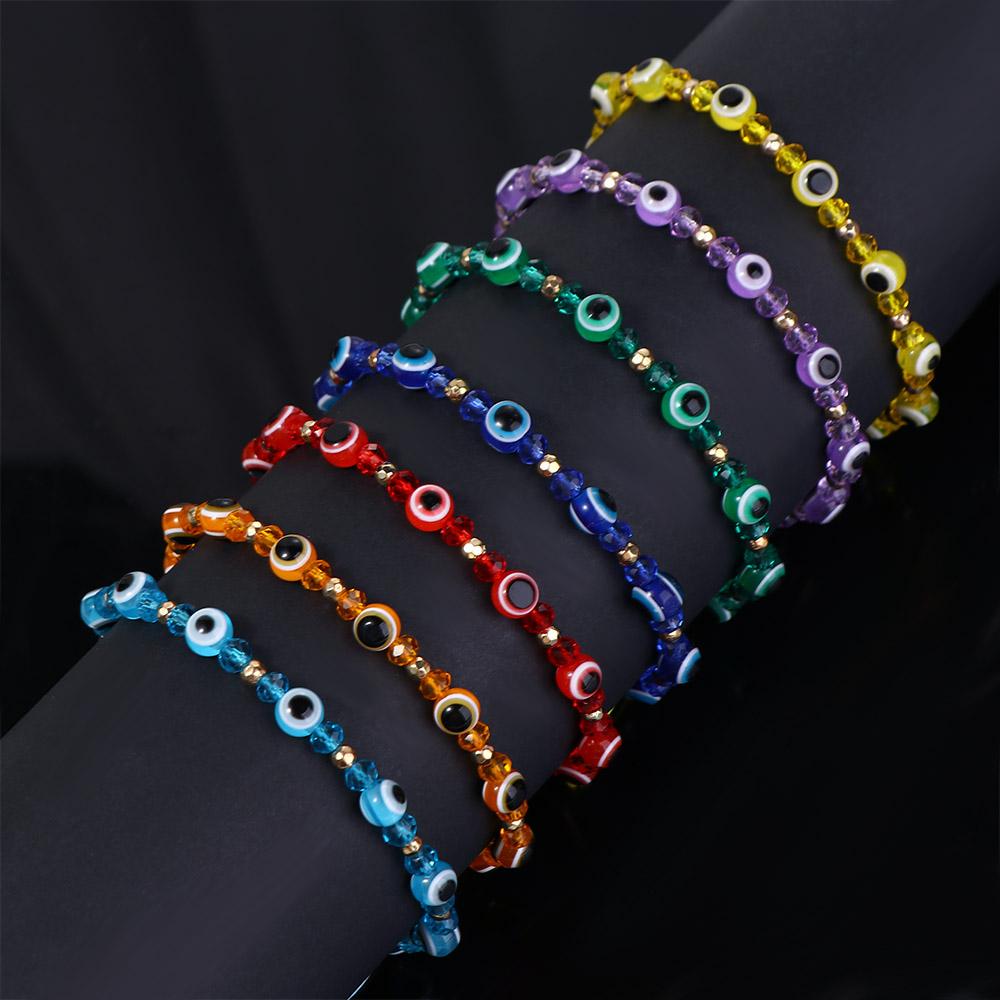 Couple Braid Rope Friends Female Bracelet Crystal Bead Bracelet Fashion Jewelry Demon Eye Bracelet