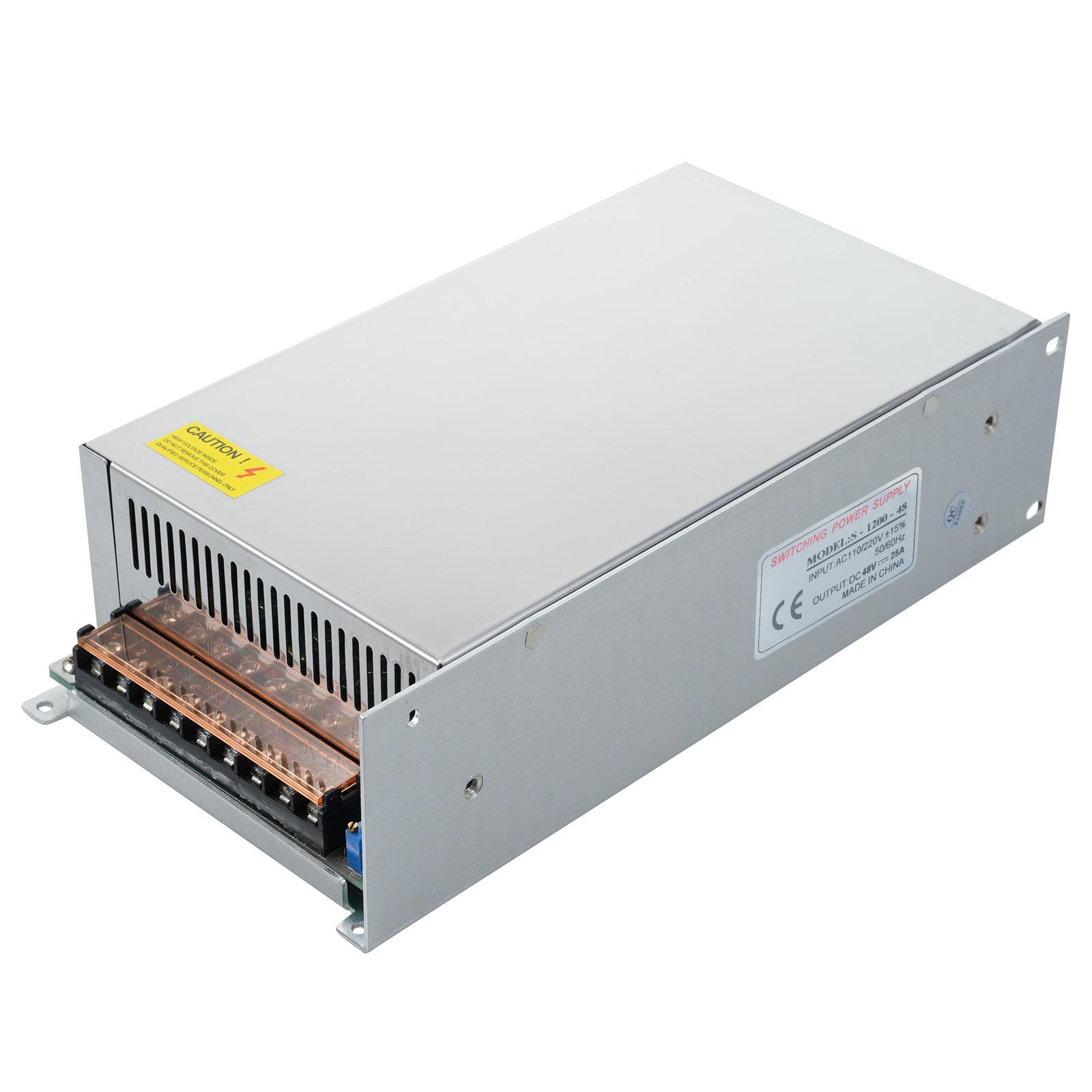 

Імпульсне джерело живлення DC 48V 25A 1200W Адаптер живлення Трансформатор напруги Перемикач AC 110V/220V на DC срібний