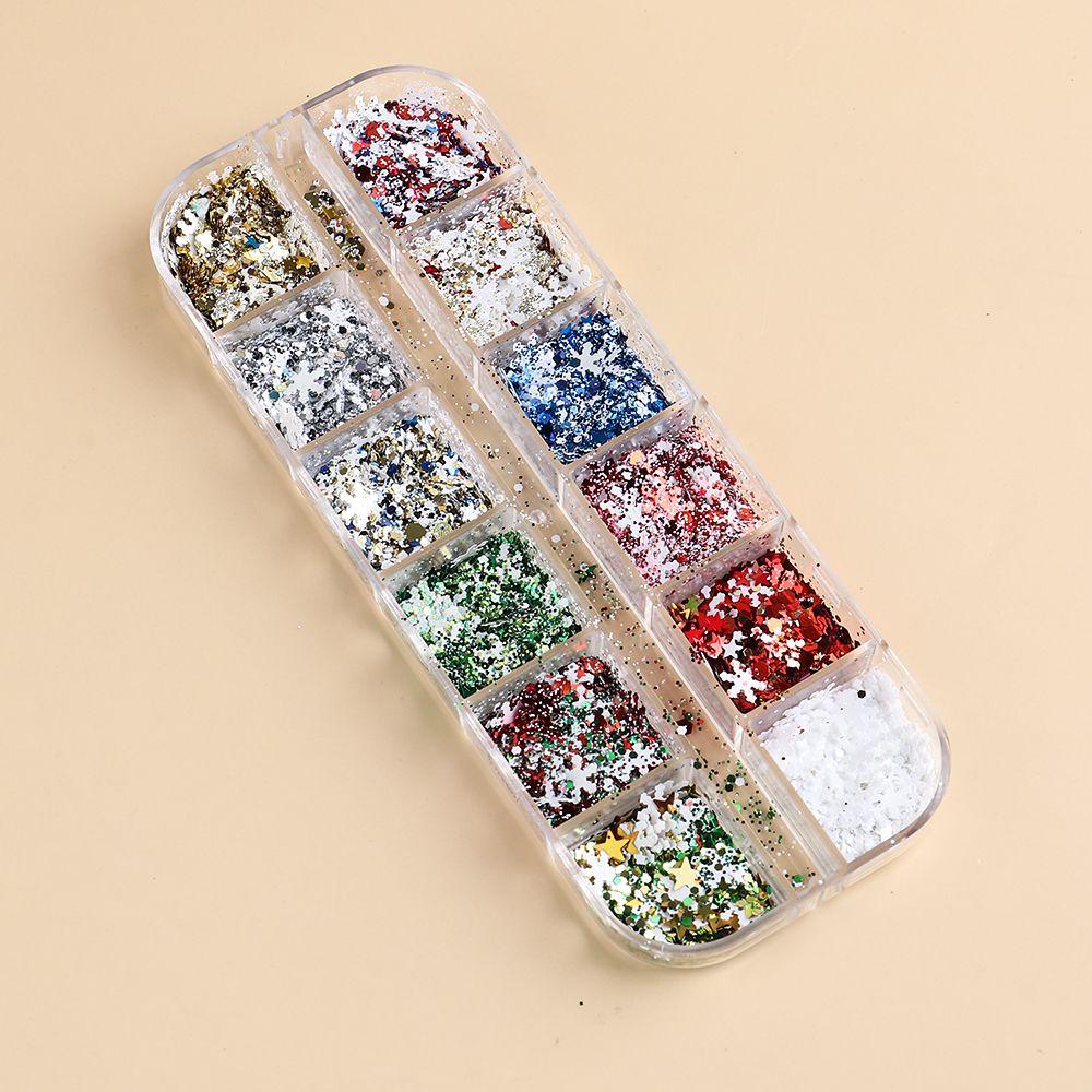 Stars Snowflakes Nail Paillettes Christmas Nail Sequins Glitter Nail Flakes 3D Nail Stickers
