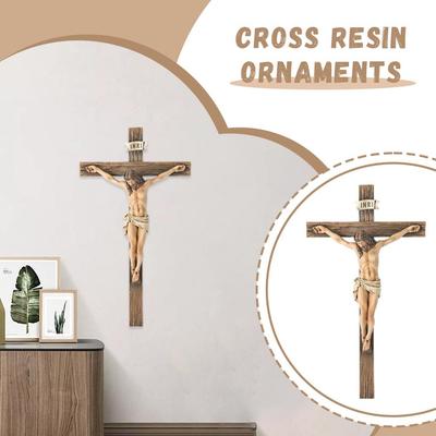 Long-lasting Colors Home Decor Odorless for Long-term Collection Easter Resin Cross Statue Home Office Meticulously Polished
