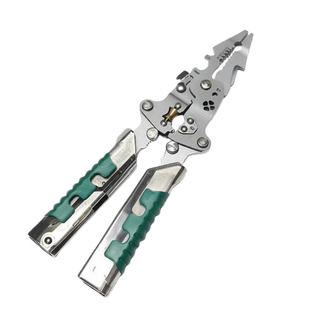 

Folding Electrical Clamps with Voltage Test Electrician Pliers Foldalbe Wire Stripping Pliers зелений