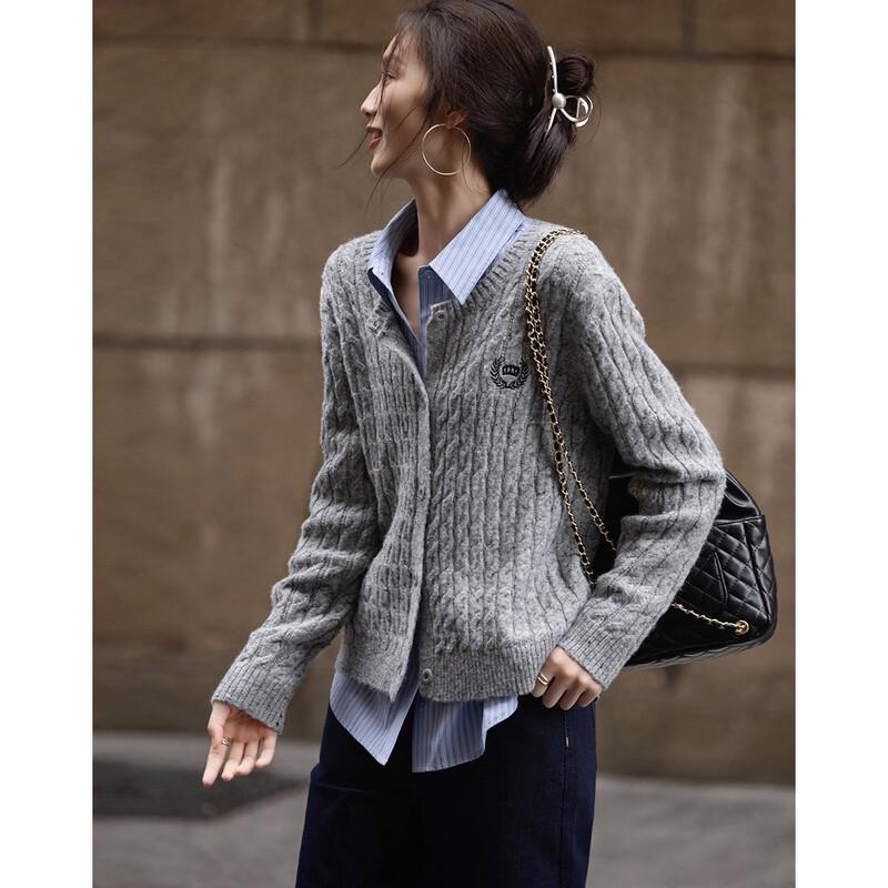 DEMANA Casual Embroidered Knit Cardigan