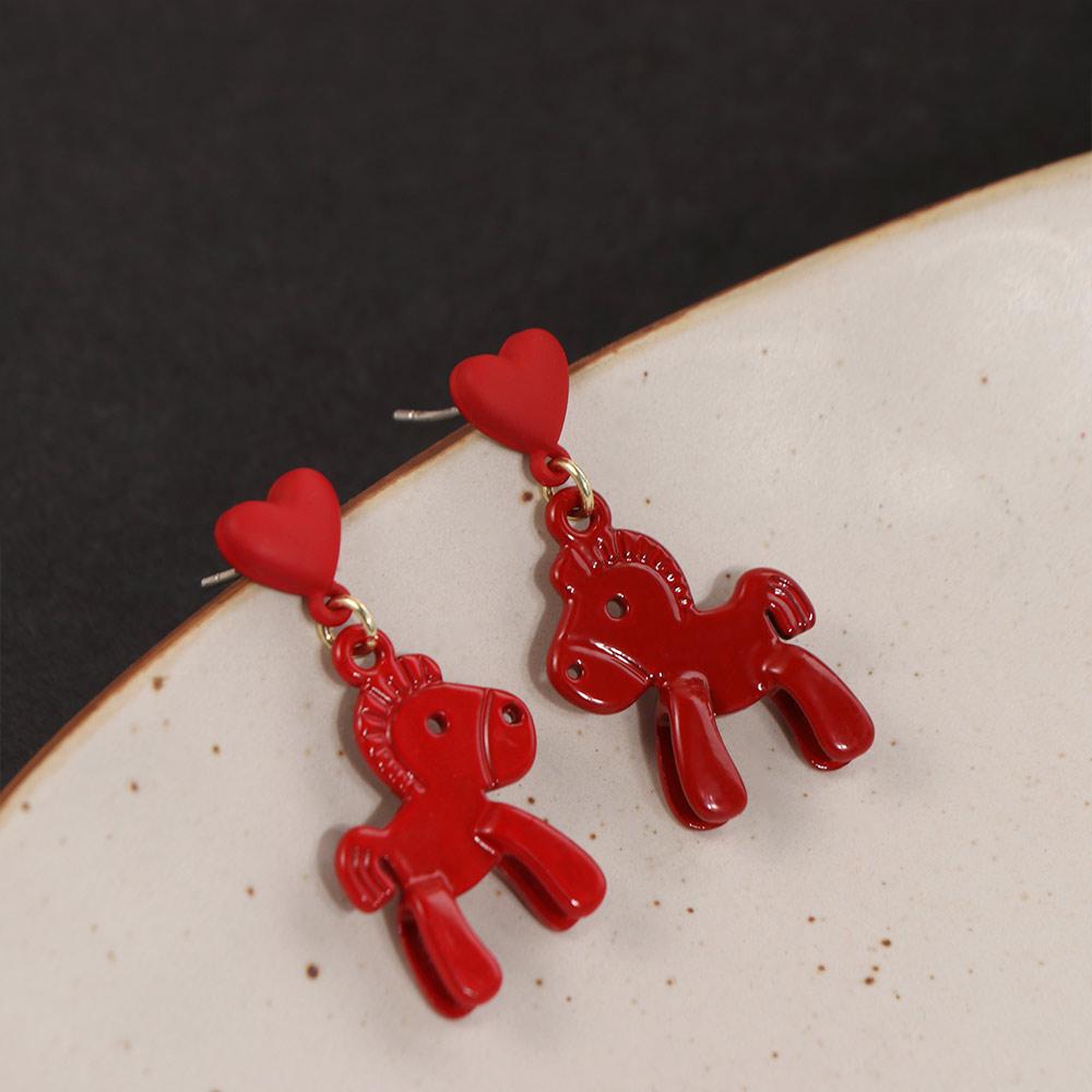 Fashion Jewelry New Year Horse Earrings Cartoon Horse Horse Drop Earrings  Party