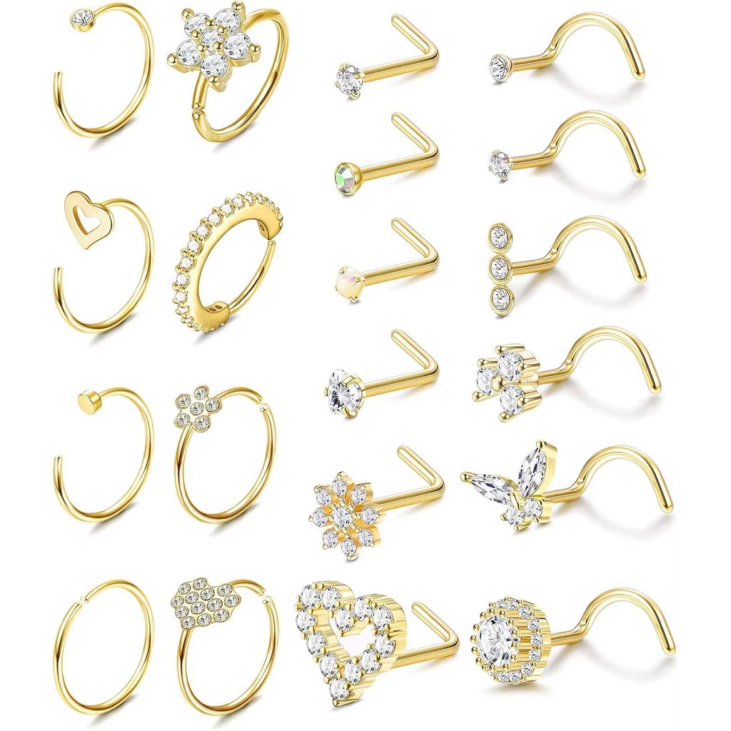 Bobisty Nose Ring Stainless Steel Nose Piercing Stud Septum Rings Lip Rings for Women Men