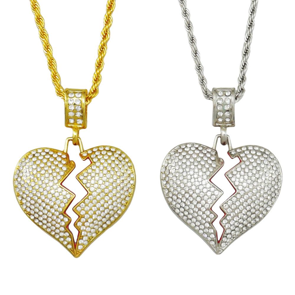 European Unisex Broken Heart Necklace - Trendy Sad Heartbeat Pendant