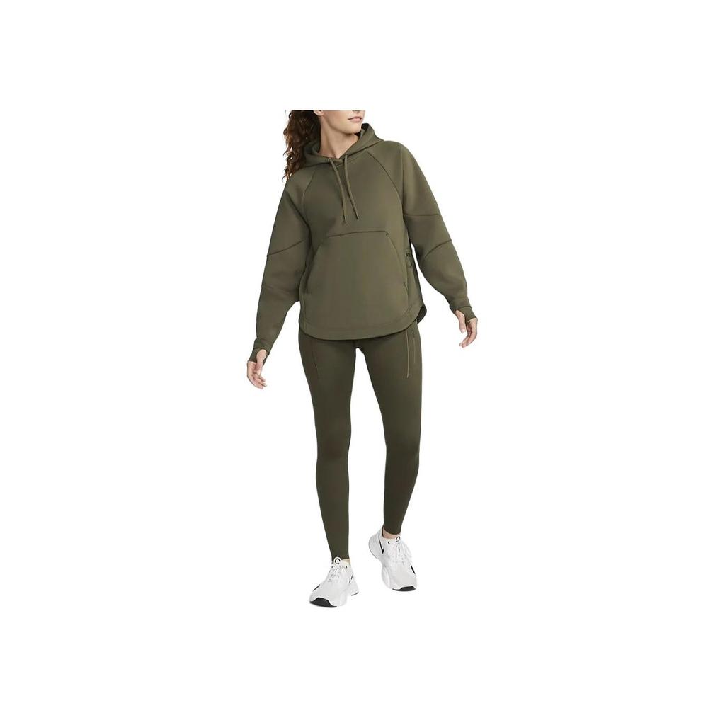 Nike Dri-Fit Solid Color Hooded Casual Long Sleeve Sweatshirt Women sweatshirt Khaki-Green FB5226-325