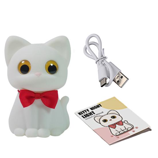 Silicone Night Light Soft Glow Dimmable Touch Control Cute Cat Shape USB Rechargeable Nursing Light LED Night Lamp