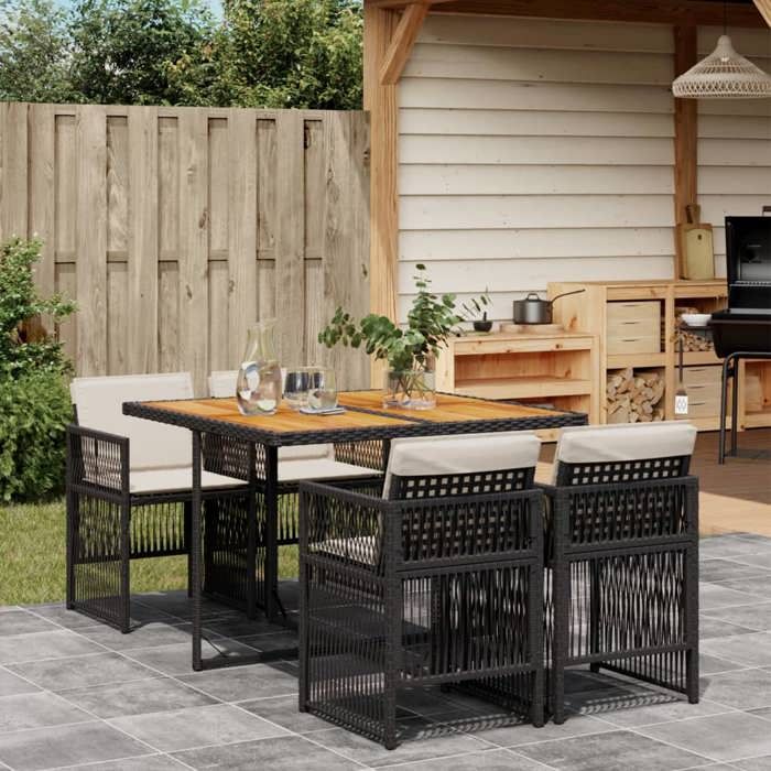 VidaXL Ensemble à Manger de Jardin avec Coussins 5 pcs, Table et Chaises à Dossier Rabattable, Meubles d'Extérieur Patio 3210903