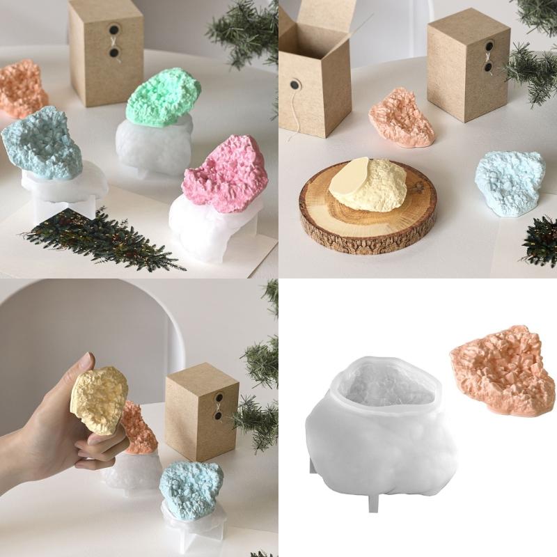 Stone Texture Silicone Candle Molds Rock Stone Shape Silicone  Molds for Epoxy Resin Candle Soap Chocolate Fondant Molds