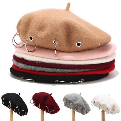 Fashion Women's Solid Iron Ring  Vintage Painter Hat Beret Hat Cap