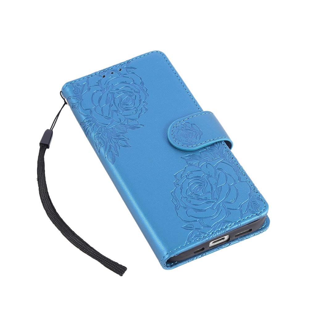 For iPhone 16e Case Rose Flower PU Leather Wallet Phone Cover with 3 Card Slots