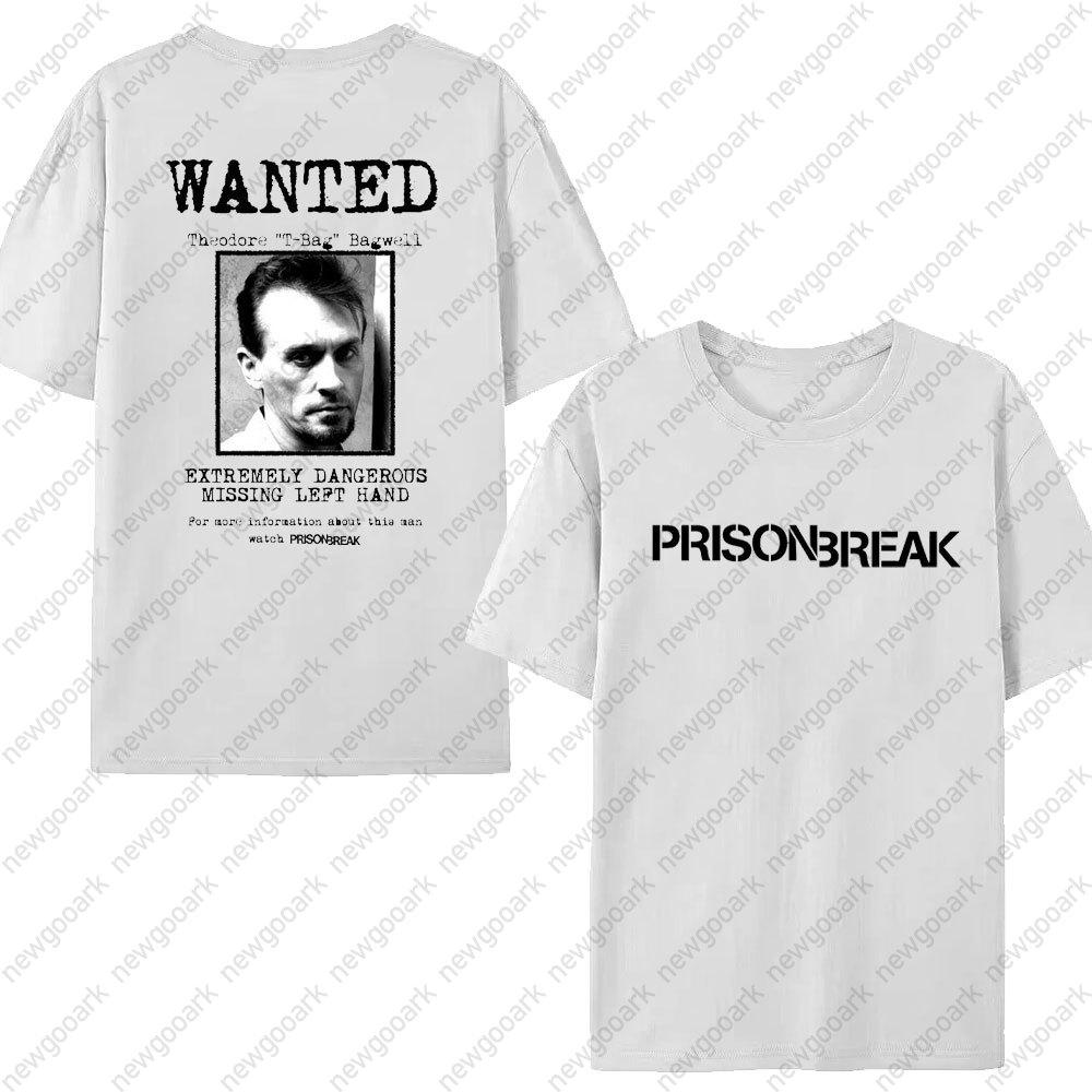 Funny Tv Series WANTED Tshirt Unisex Prison Break Streetwear Vintage Harajuku Top Cotton Short Sleeve Michael Scofield Tees