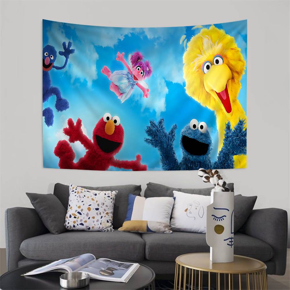 Cartoon SSesame Cookies SStreet Colorful Tapestry Wall Hanging Bohemian Wall Tapestries Mandala Wall Art Decor