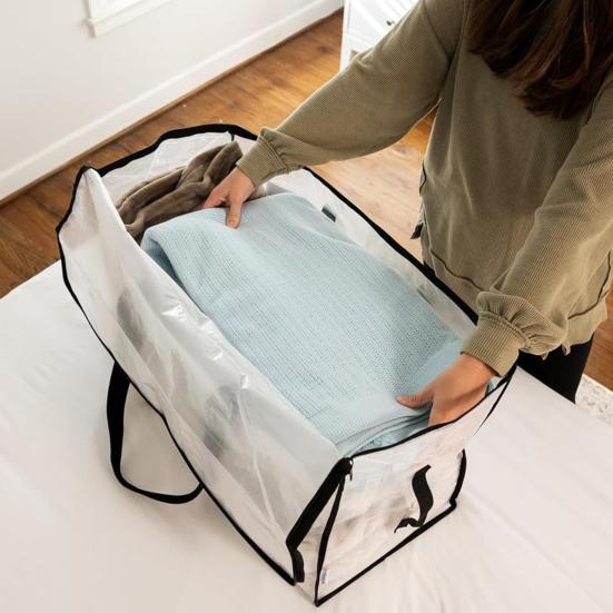 Heavy Duty Moving Bag Large Capacity Storage Tote with Reinforced Handles Zippered Moving Box with Label Pocket for Clothes Blankets Packing