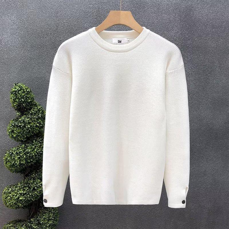 Men S Crew Neck Solid Color Long Sleeve Knit Sweater For Winter