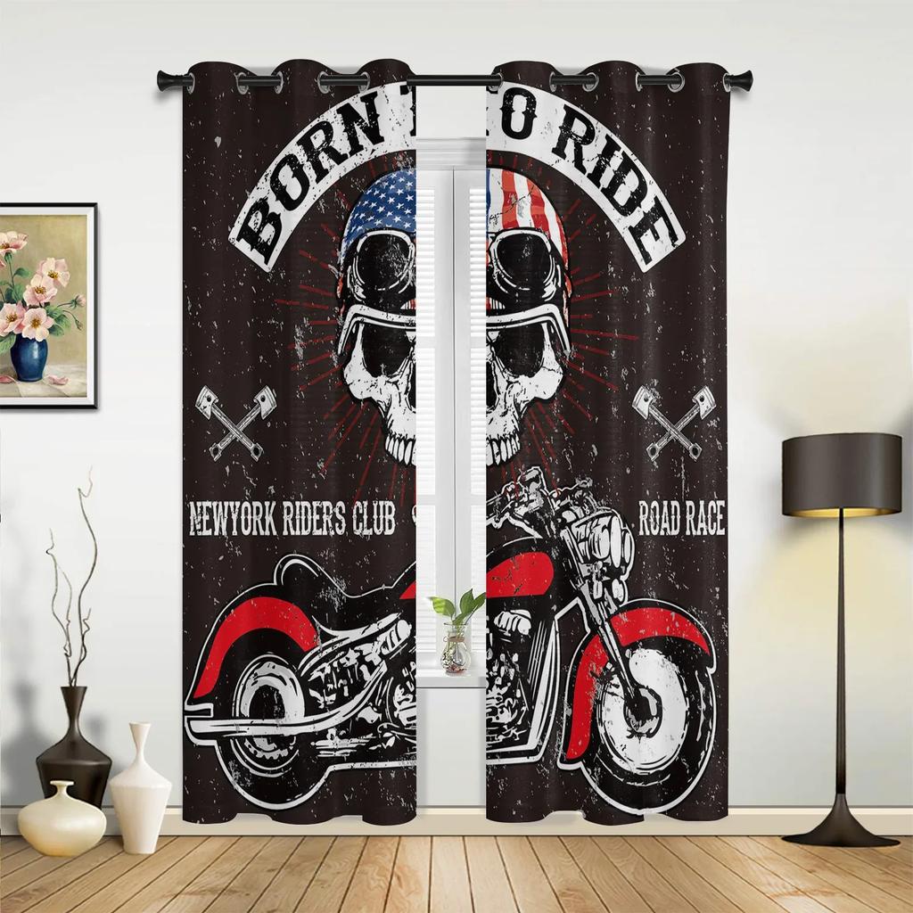 Eagle Banner Motorcycle Curtains for Bedroom Living Room Drapes Kitchen Children's Room Window Curtain Modern Home Decor