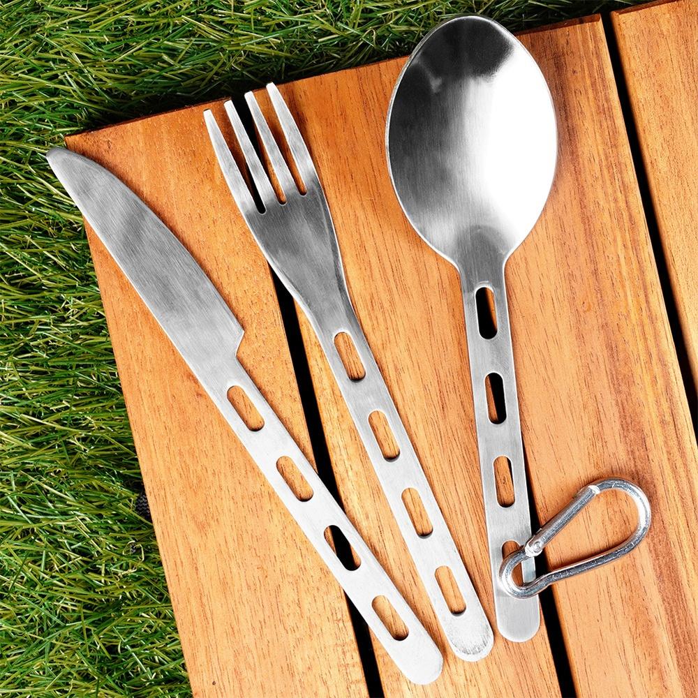 3x Talheres de Viagem para Piquenique Turístico Colher de Aço Faca Garfo