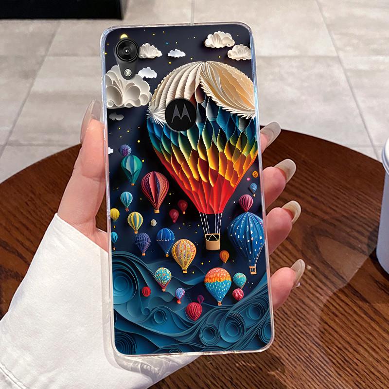 Jelly Casing For Motorola Moto E6 Fundas MOTOE6 Capa Clear Silicone Soft TPU Back Cover Cute Cat Rabbit Heart Protective Case