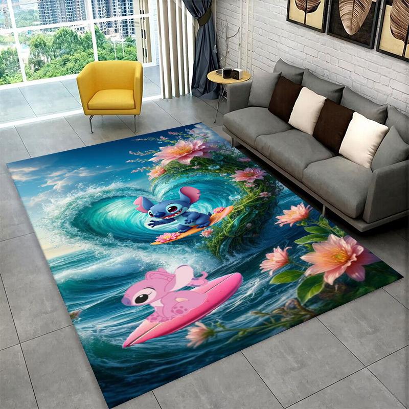 Cute S-Stitch Cartoon Non-Slip Area Rug for Living Room,Bedroom,Playroom,Soft Carpet Floor Mat Home Decor Rug Kids Room Gift