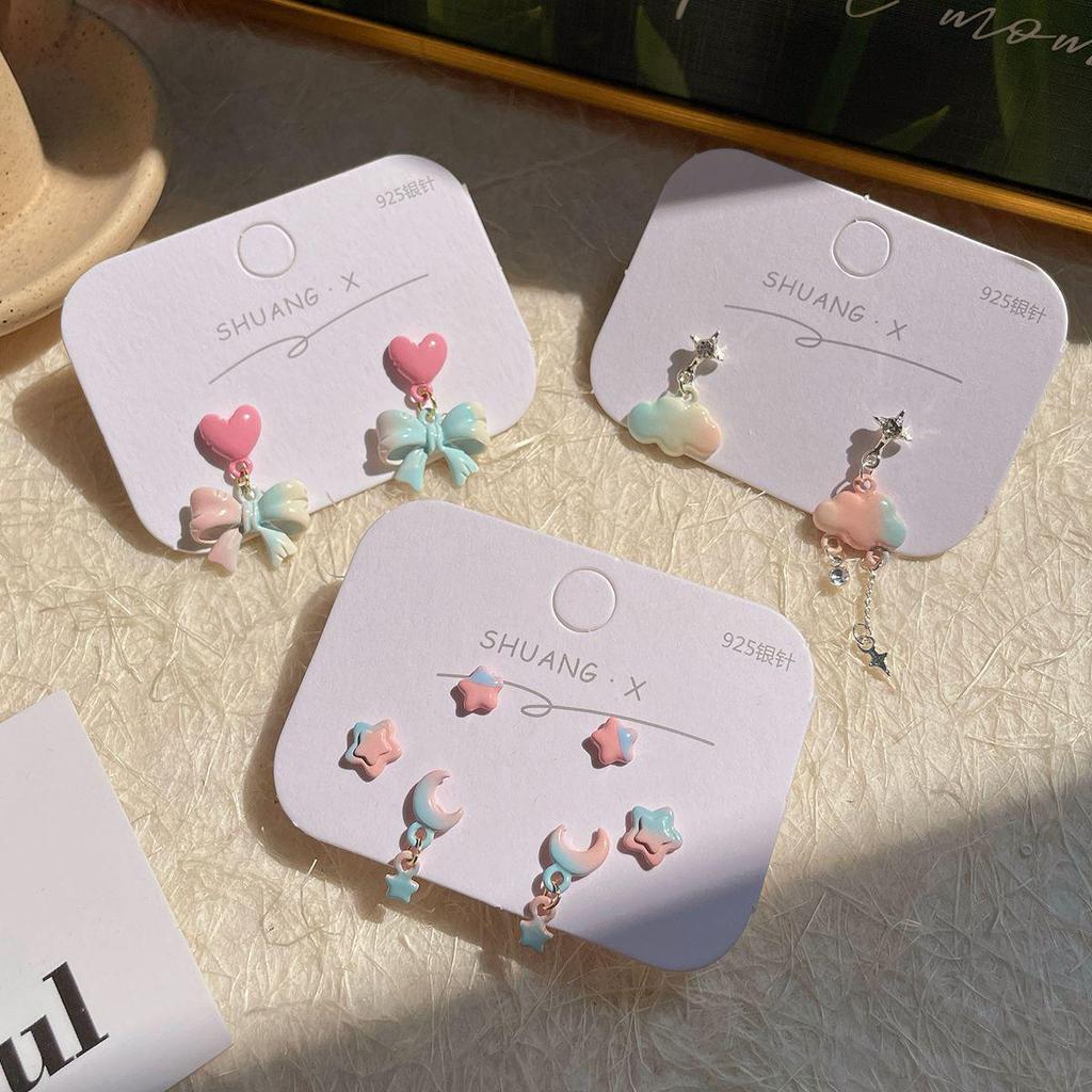 Brincos de Prata Laço-Estrela de Verão: Design Doce, Requintado e Único para Mulheres