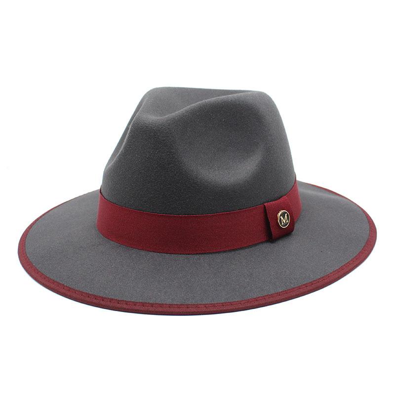 2022 New British Style Felt Jazz Fedora Hats Men Women Wide Brim Gentleman Formal Panama Cap Party Trilby Dress Hat