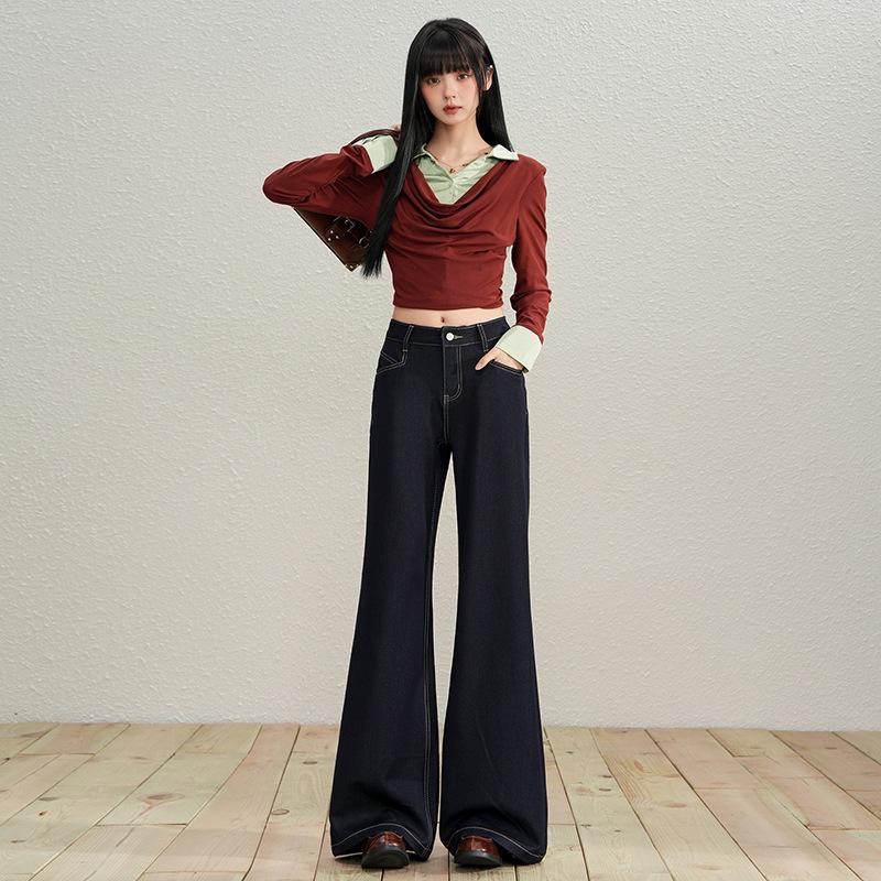 Winter 2025 American Retro High Waist Wide-Leg Women s Jeans Extra Small